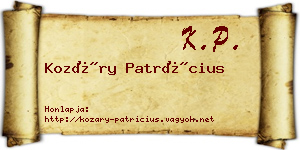 Kozáry Patrícius névjegykártya